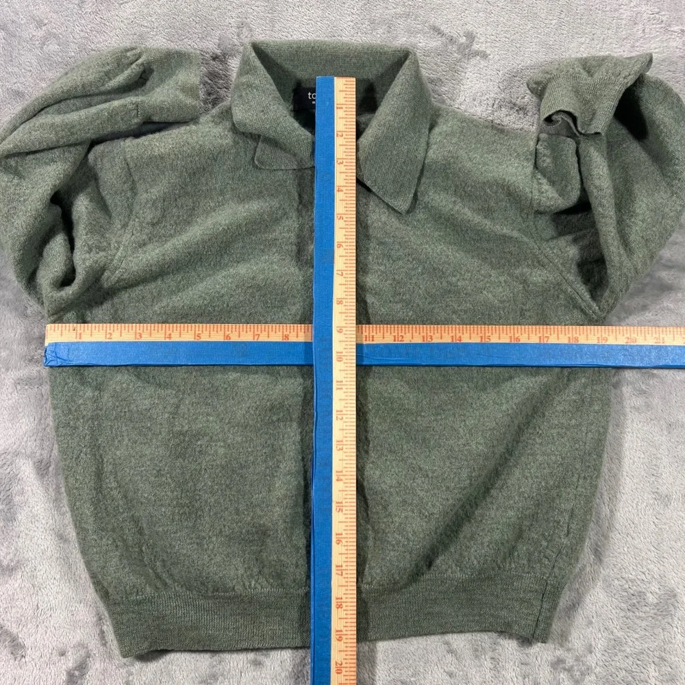 TOSCANO 100‎ Merino Wool Pullover Women Large Green Made in Italy Polo Fall